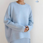 Hirina Winter Oversized Sweater Knitted Basic Pullovers