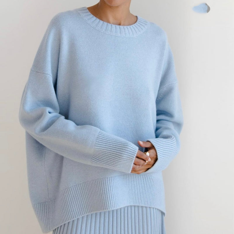 Hirina Winter Oversized Sweater Knitted Basic Pullovers