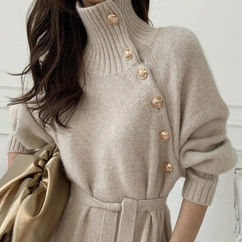Selene Turtleneck Sweater Long Knitted Dress