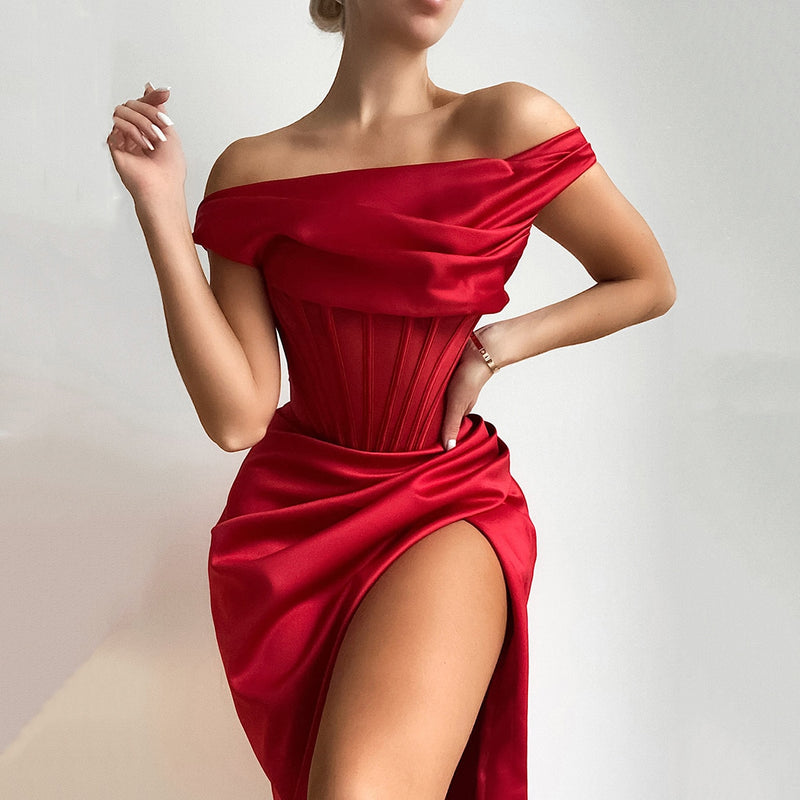 Eva Satin Bodycon Dress Elegant