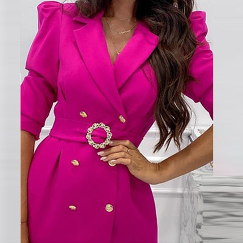 Breanne Puff Sleeve Solid Suit Dress