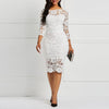 White See Through Hollow Out Floral Lace Bodycon
